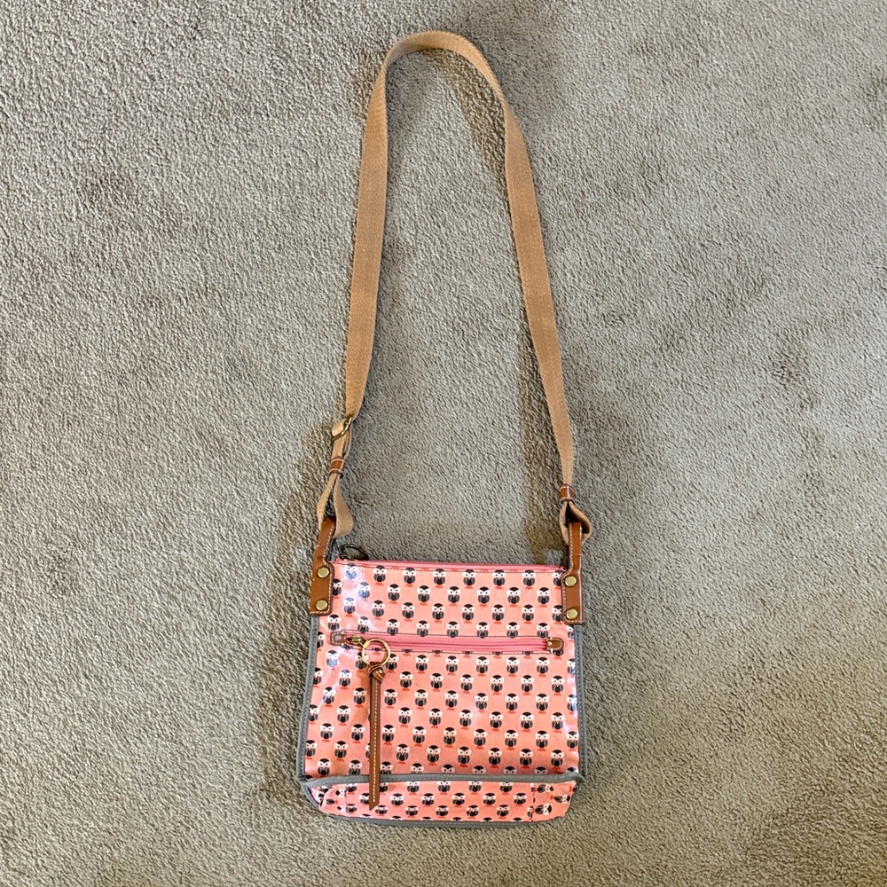 FOSSIL Pink Crossbody Shoulder Bag with Patterned Print